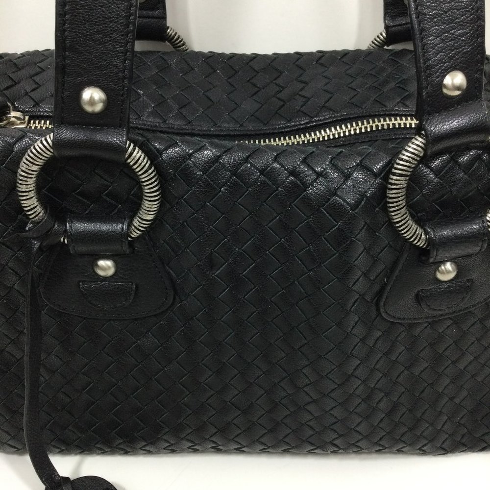 Rectangular Shoulder Bag Black Woven Leather - image 2